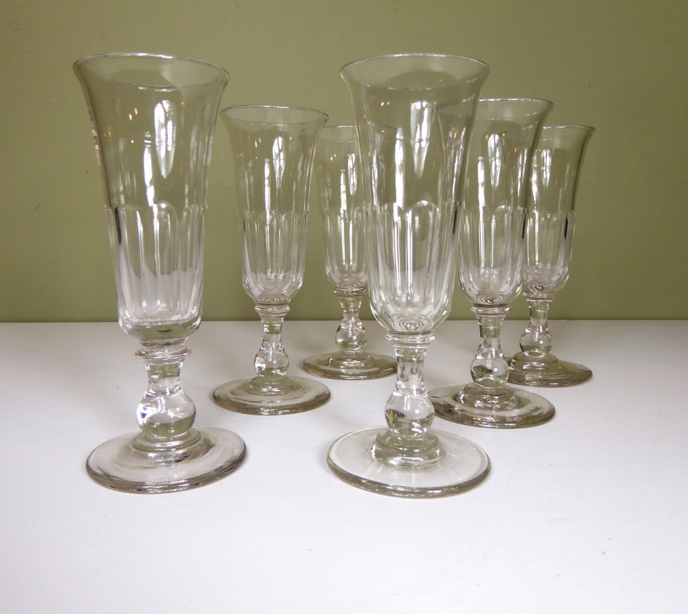 SET OF SIX 19TH C CHAMPAGNE GLASSES