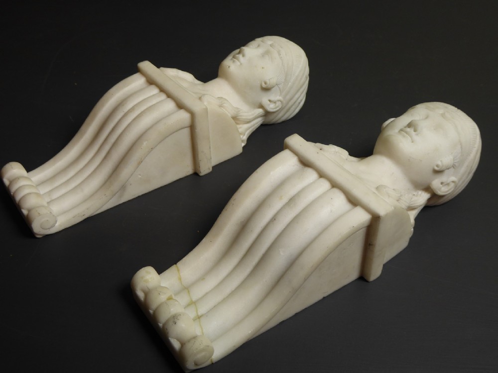 PAIR OF MARBLE FIGURES