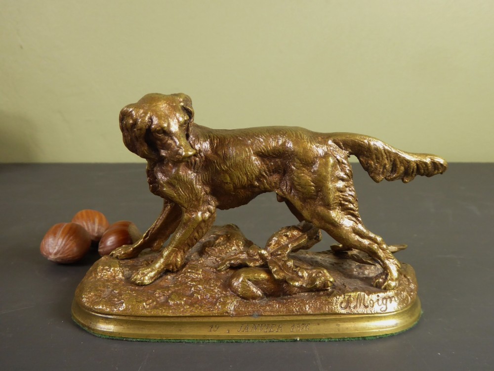 19TH C BRONZE DOG & HARE