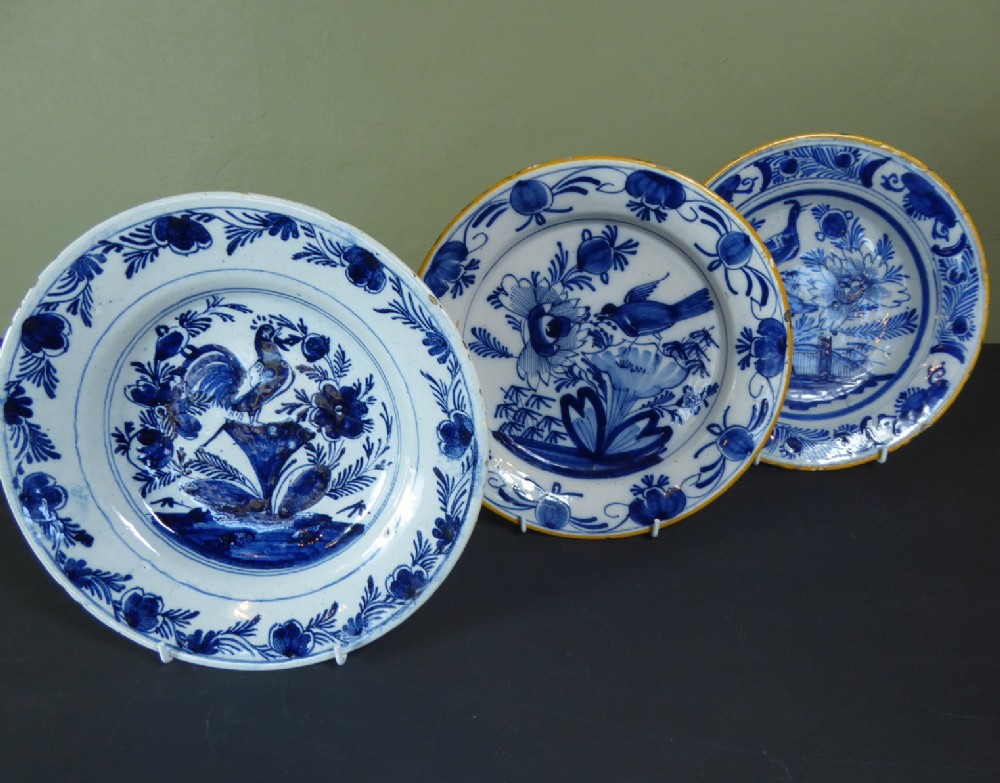 Three 18th C Delft Plates