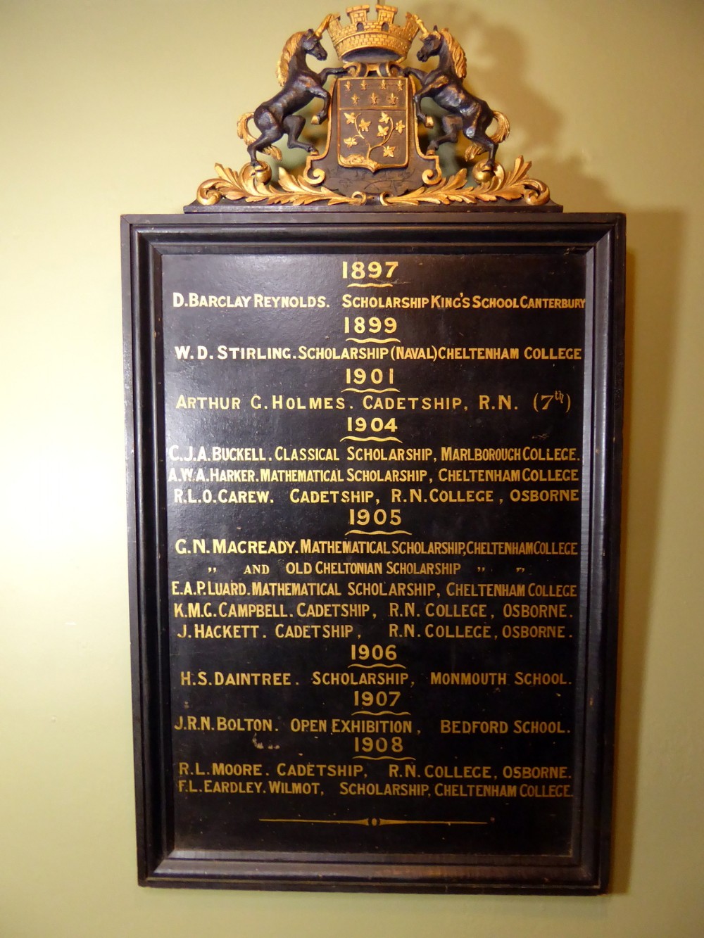 19TH C HONOURS BOARD