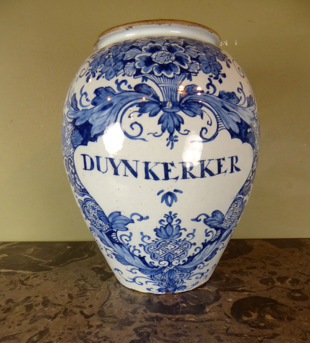 18TH C DELFT TOBACCO JAR