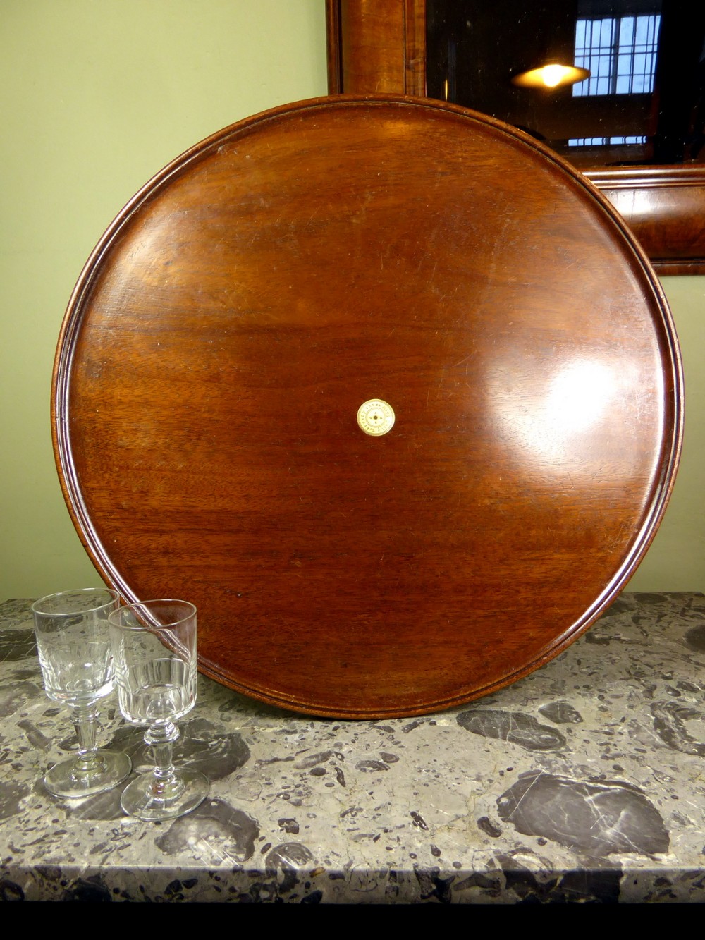 18TH C CIRCULAR TRAY WITH VALENTINE INSCRIPTION