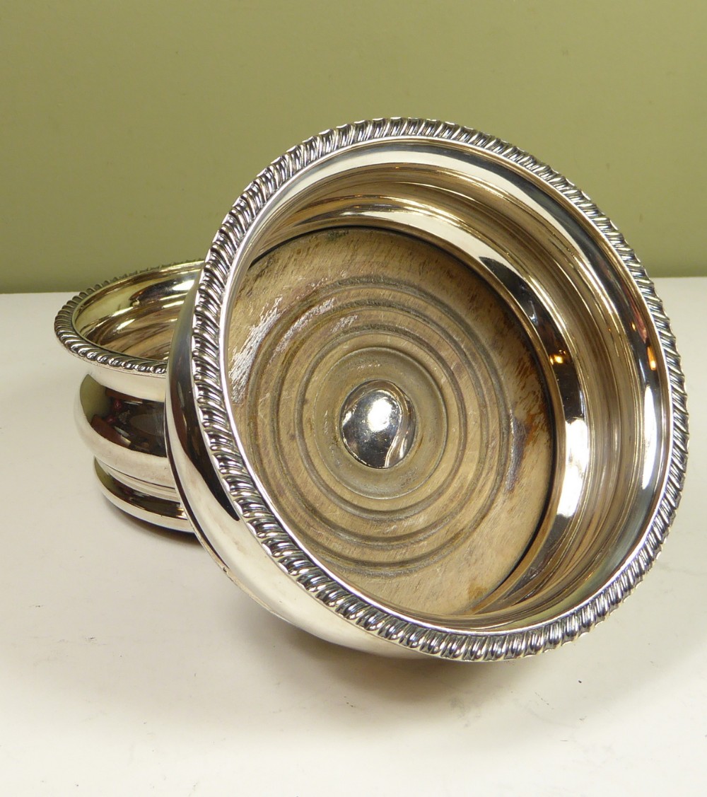 PAIR OF 19TH C SILVERPLATED COASTERS