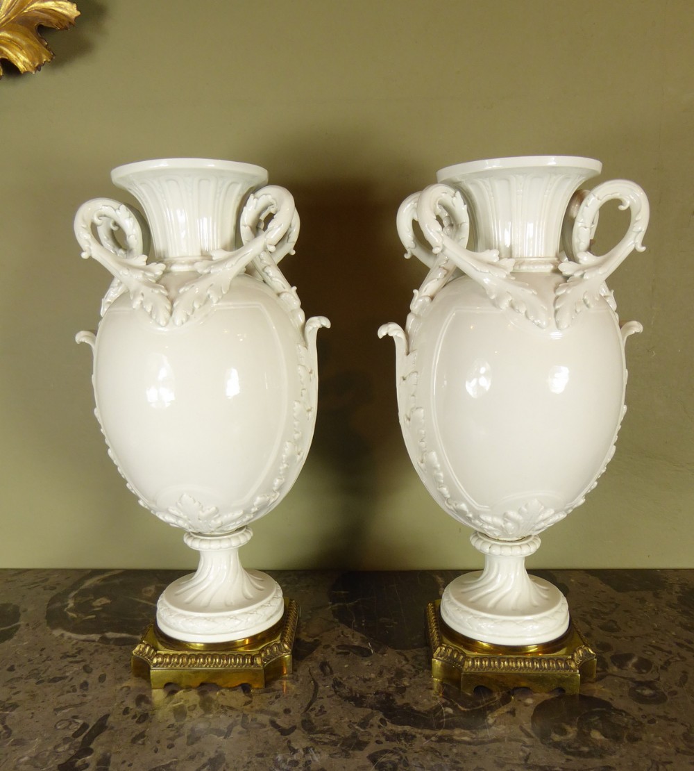 PAIR OF 19TH C BLANC DE CHINE VASES