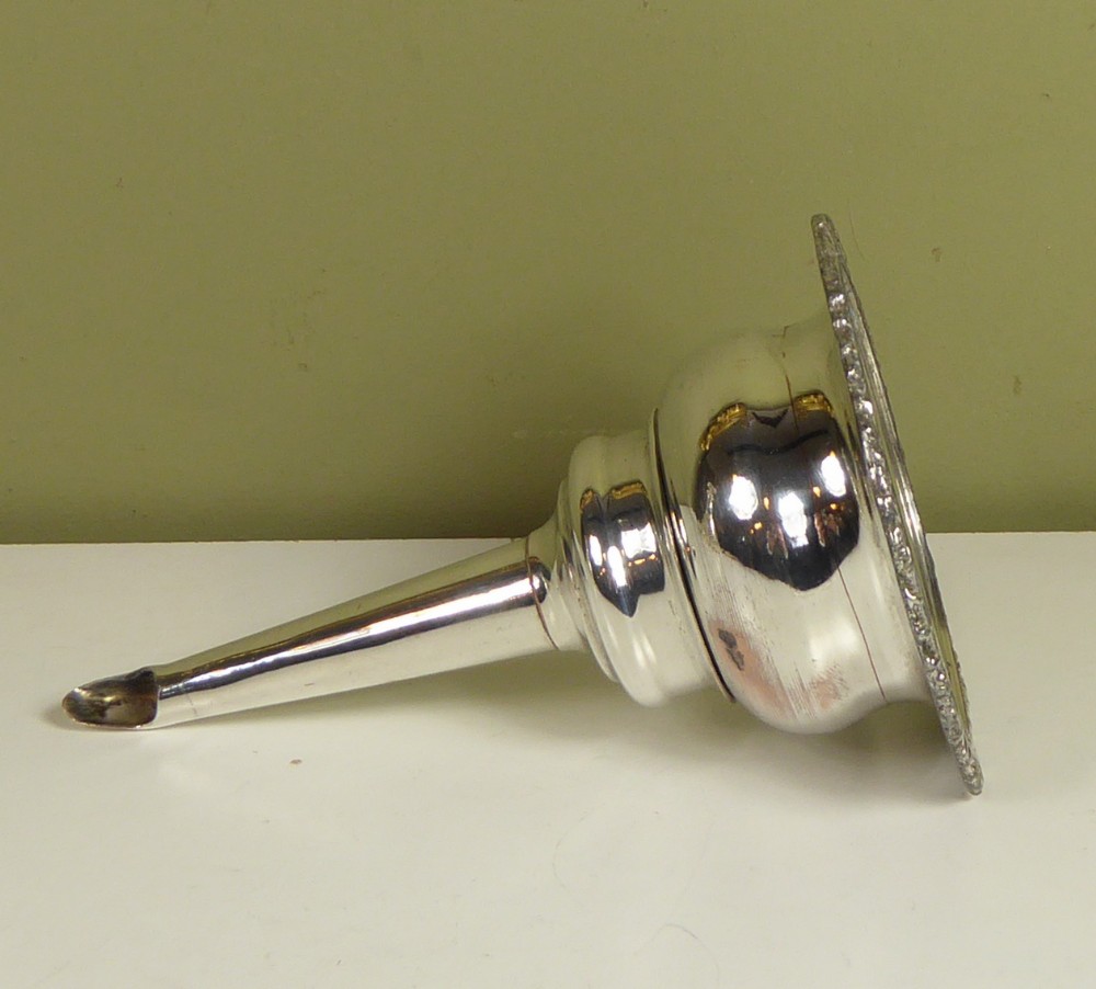 LARGE 19TH C SILVER PLATED WINE FUNNEL