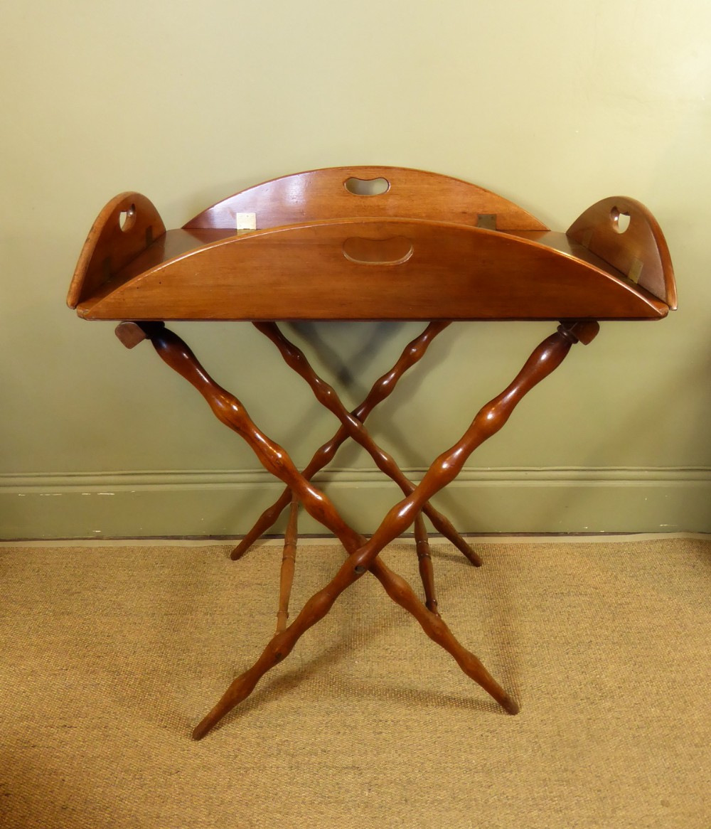 19TH C MAHOGANY BUTLERS TRAY & STAND
