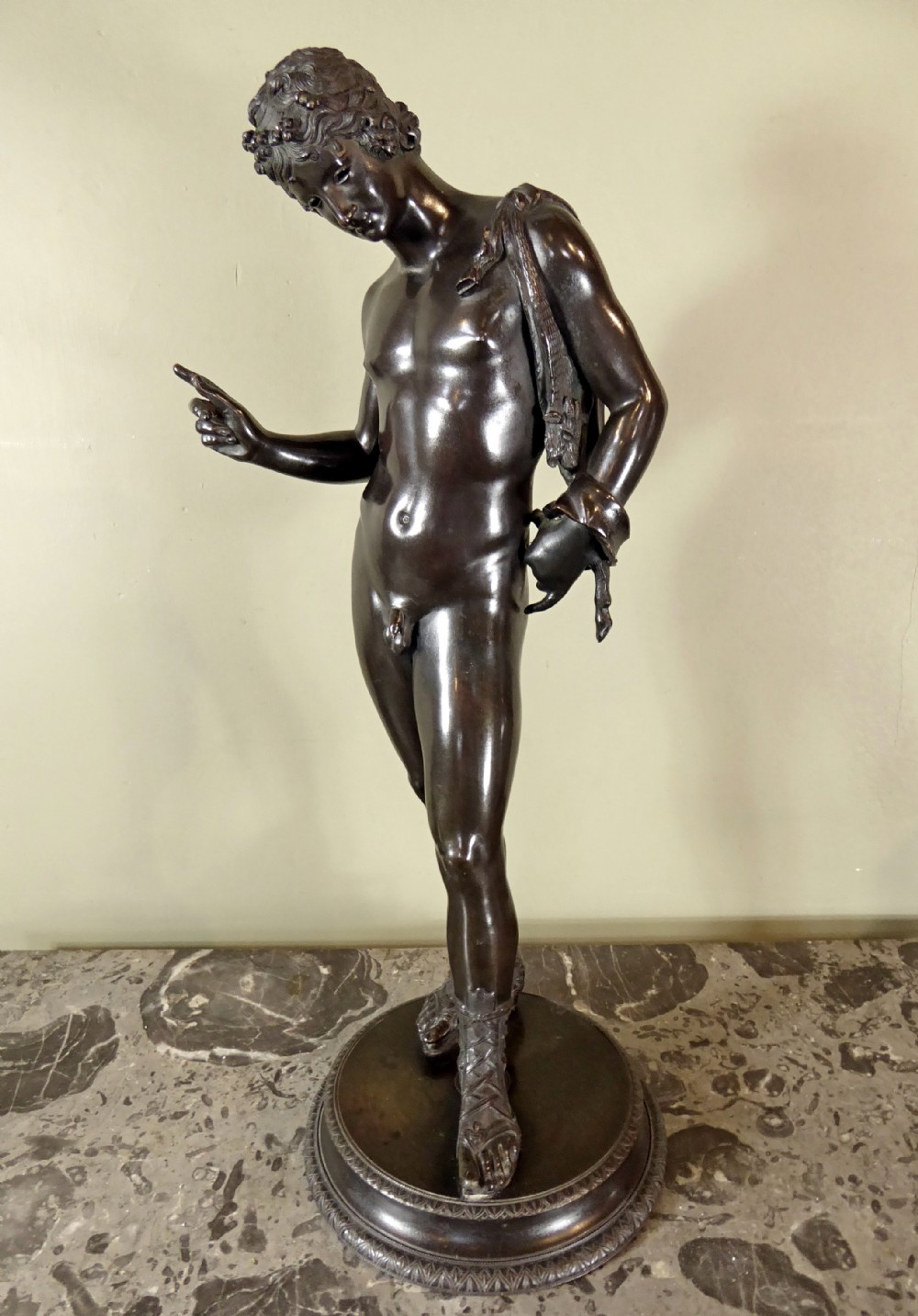 19TH C BRONZE OF NARCISSUS