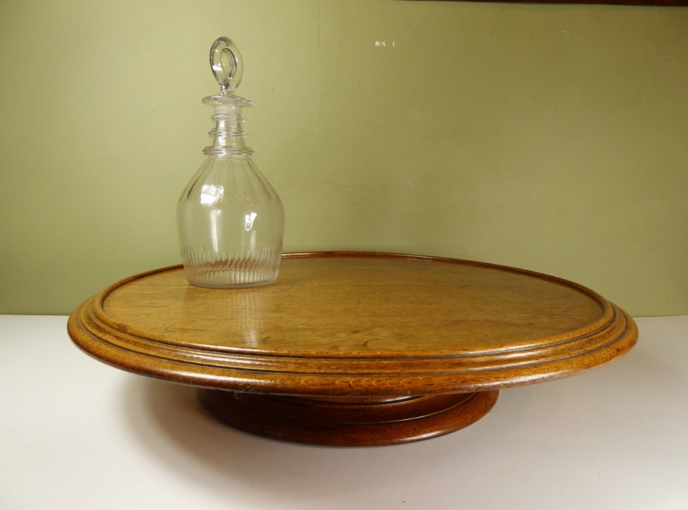 LARGE 19TH C OAK LAZY SUSAN