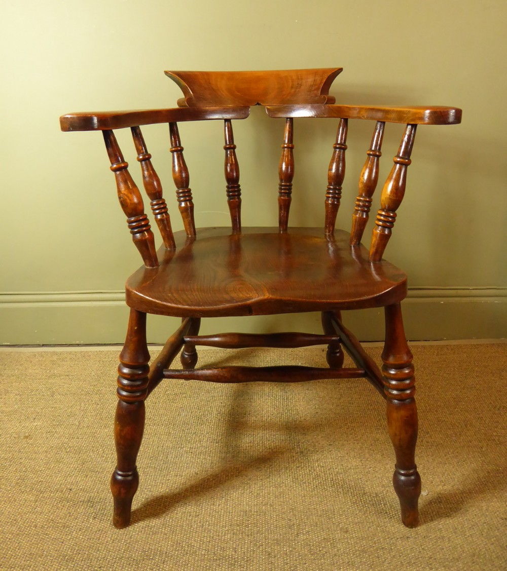 19TH C SMOKERS BOW, CAPTAINS CHAIR