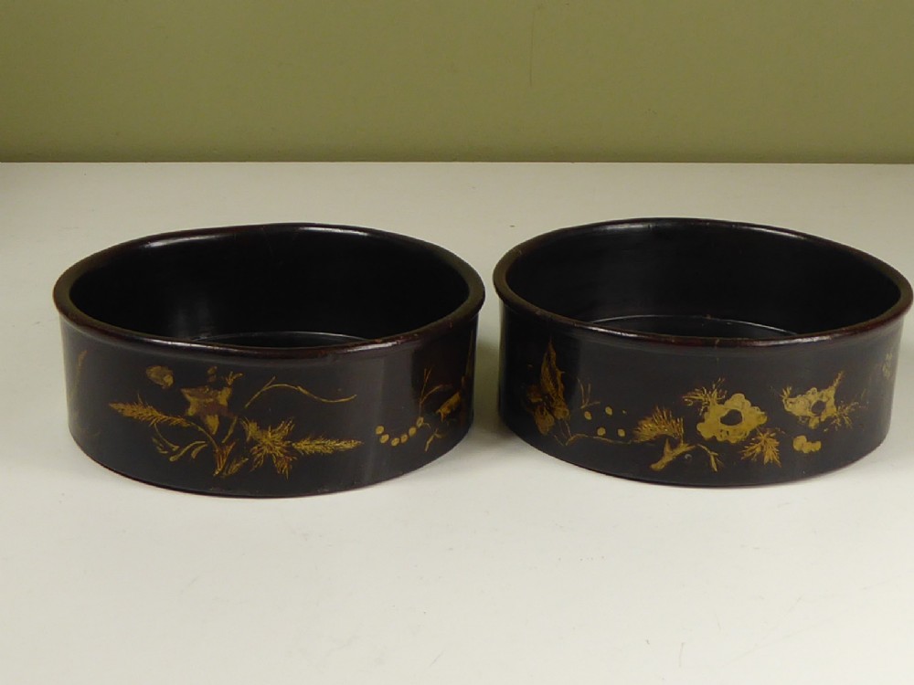PAIR OF 19TH C PAPIER MACHE COASTERS