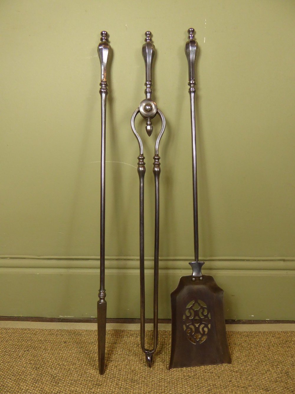 SET OF GEORGE III STEEL FIRE TOOLS