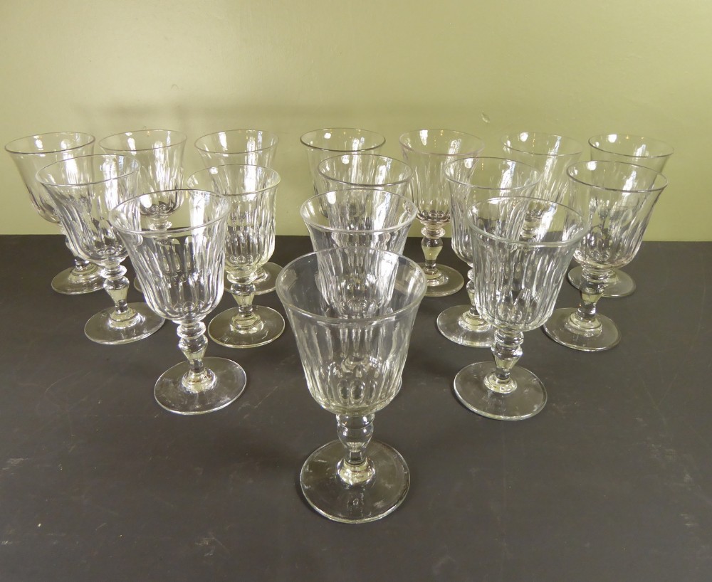 SET OF SIXTEEN 19TH C WINE GLASSES
