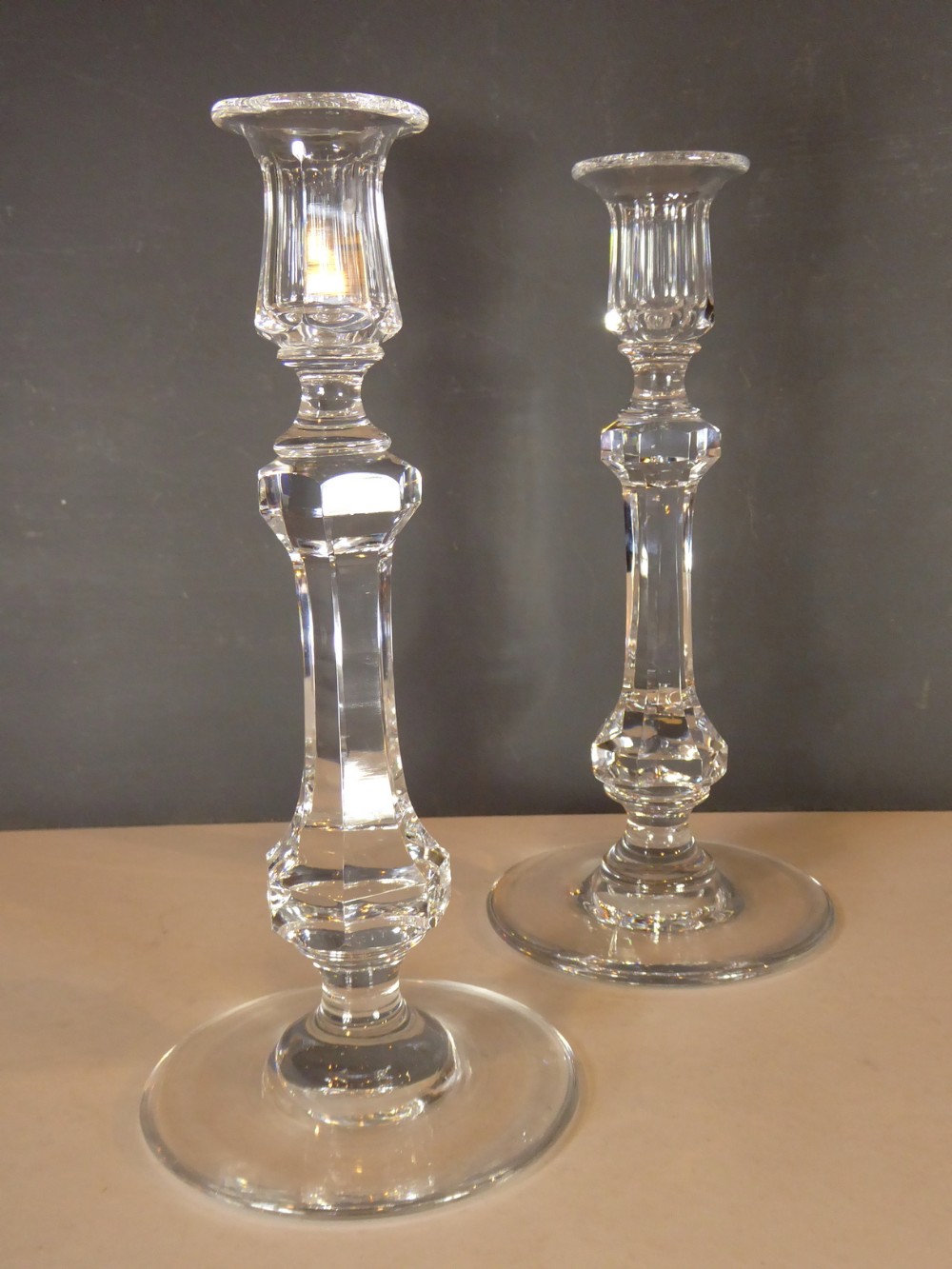 PAIR OF GEORGE III GLASS CANDLESTICKS
