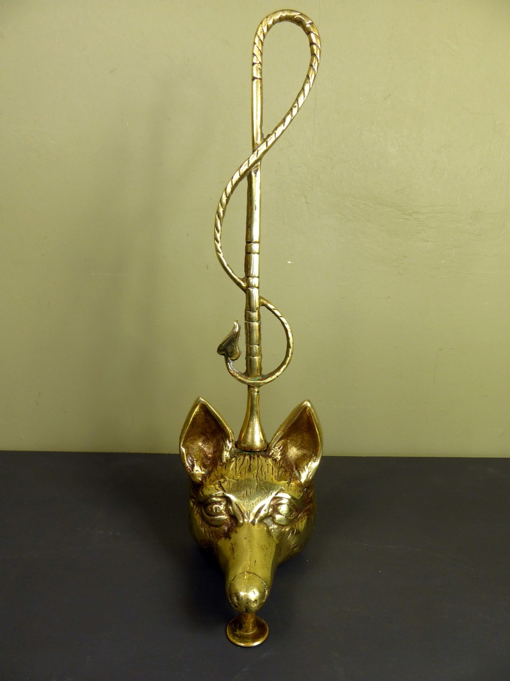 19TH C BRASS DOOR PORTER, DOOR STOP