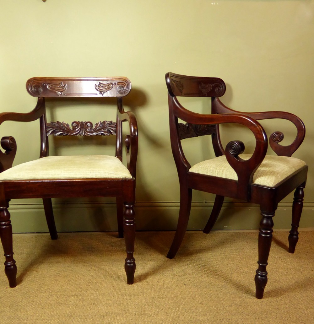 PAIR OF 19TH C MAHOGANY ARMCHAIRS