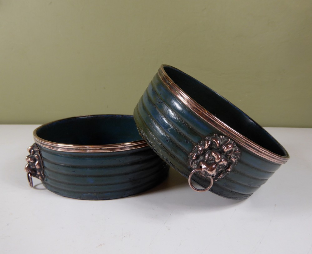 PAIR OF 19TH C PAPIER MACHE COASTERS