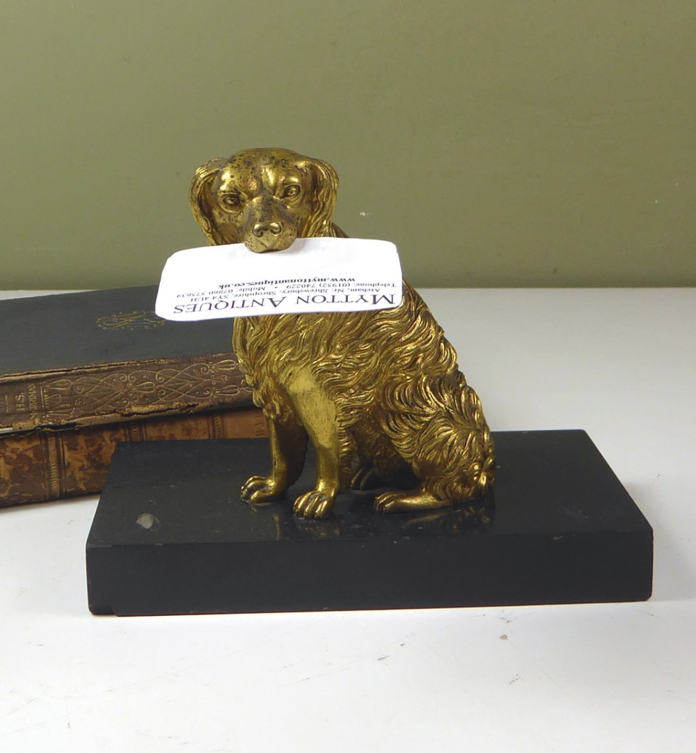 19TH C ORMOLU DOG LETTER HOLDER