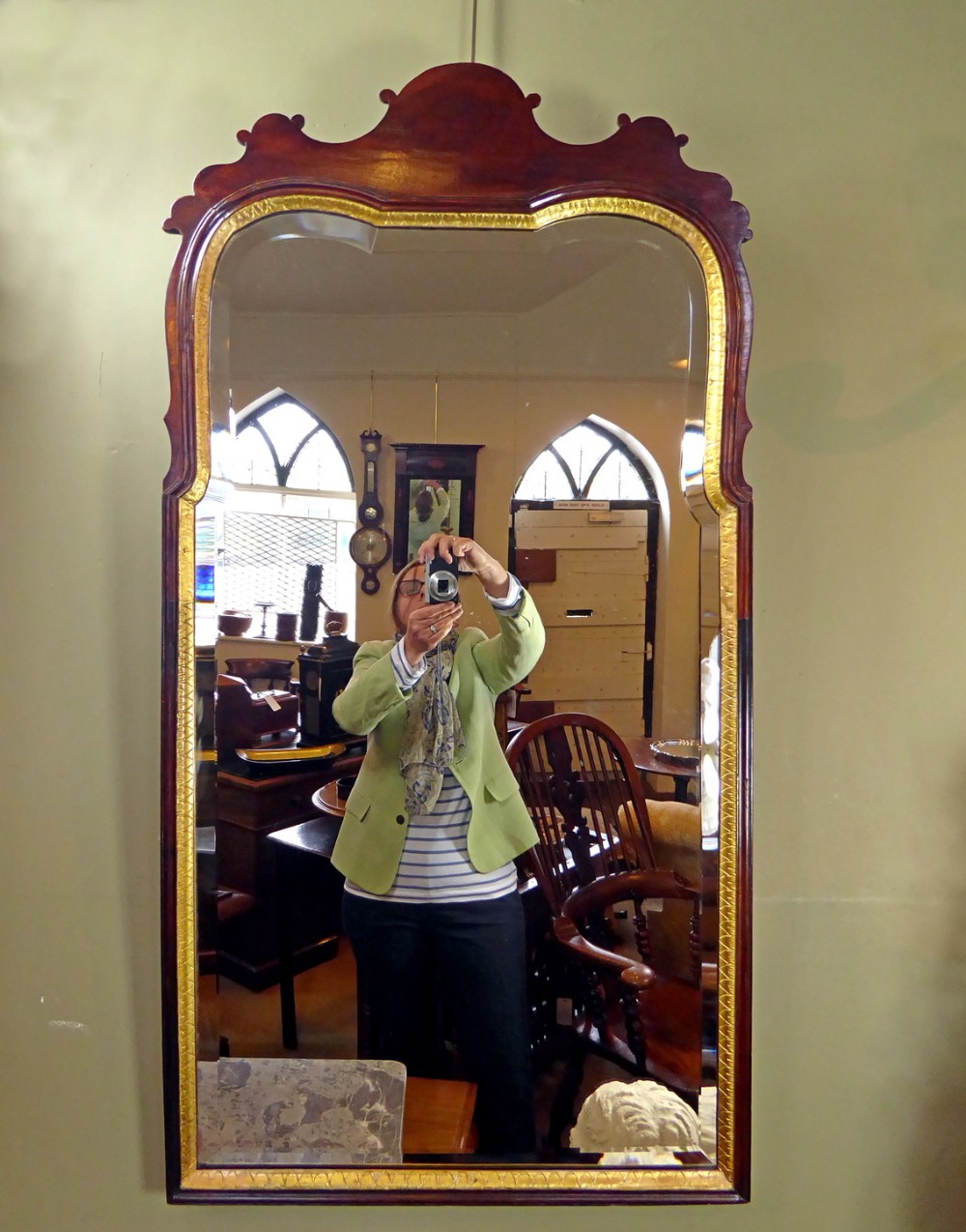 19TH C MAHOGANY WALL MIRROR