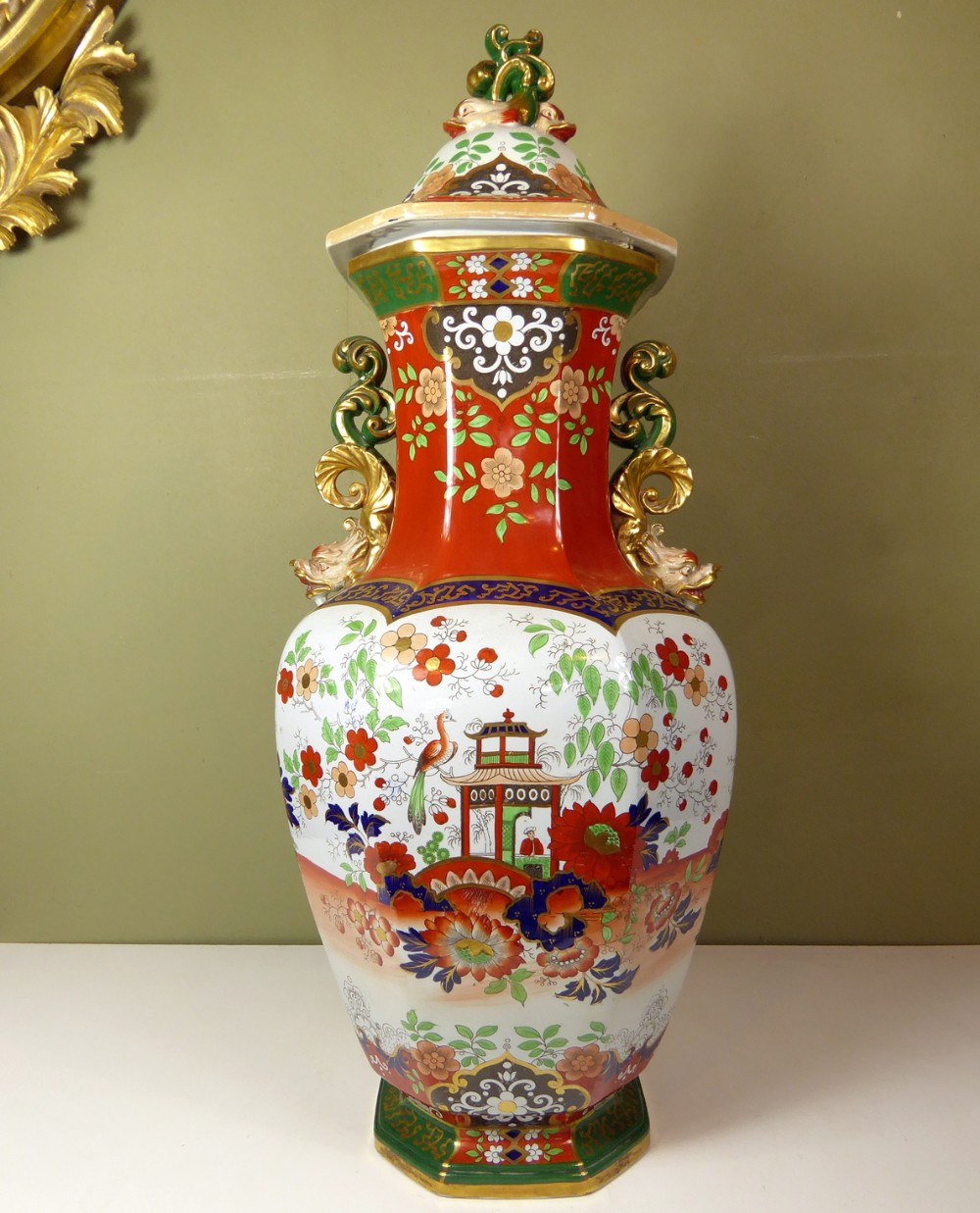 LARGE 19TH C VASE & COVER