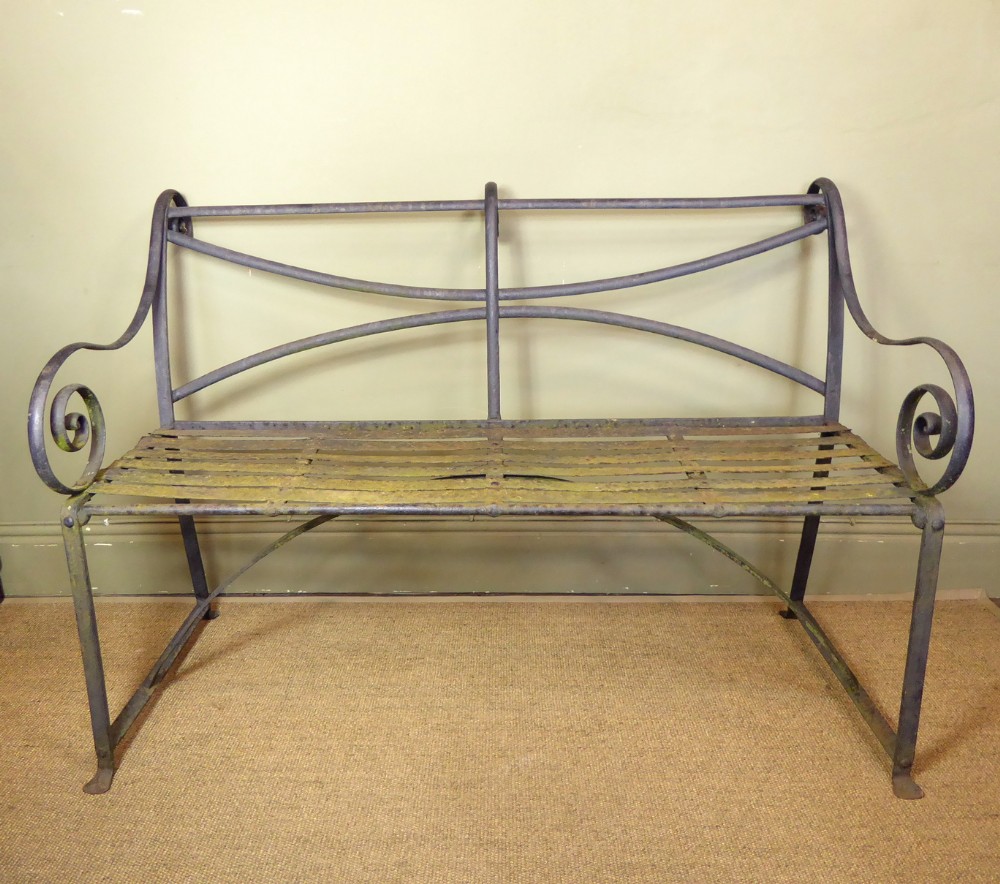 19TH C WROUGHT IRON GARDEN BENCH