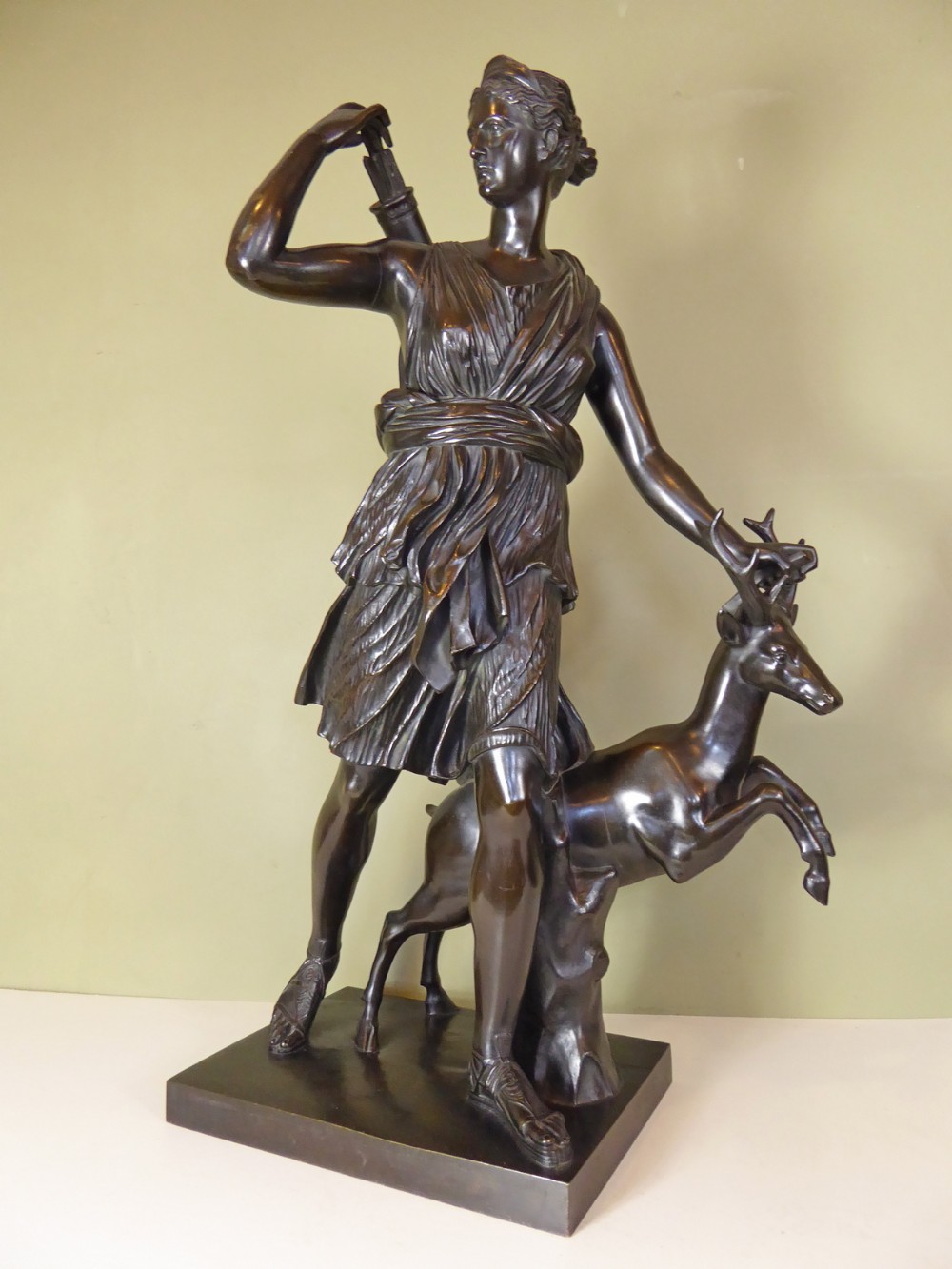 LARGE 19TH C BRONZE OF DIANA