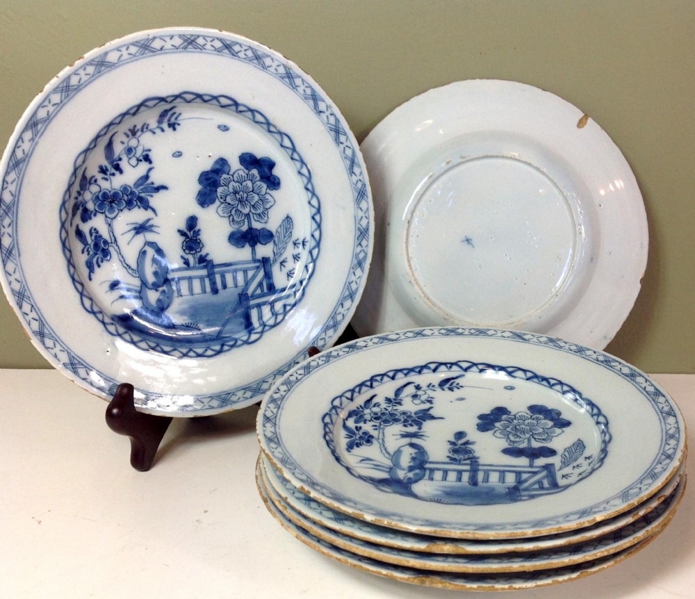 SET OF SIX 18TH C DELFT PLATES