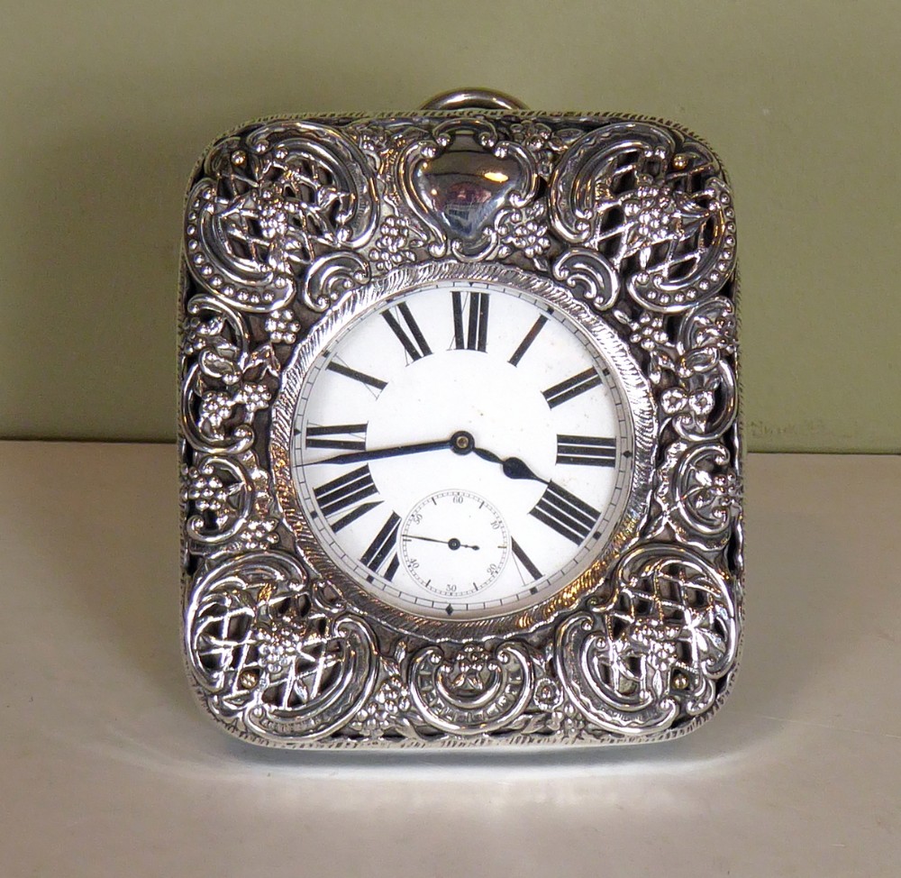 A SILVER CASED GOLIATH WATCH