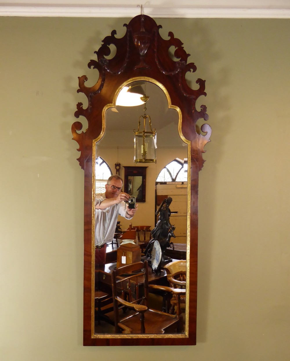 LARGE 19TH C MAHOGANY PIER MIRROR