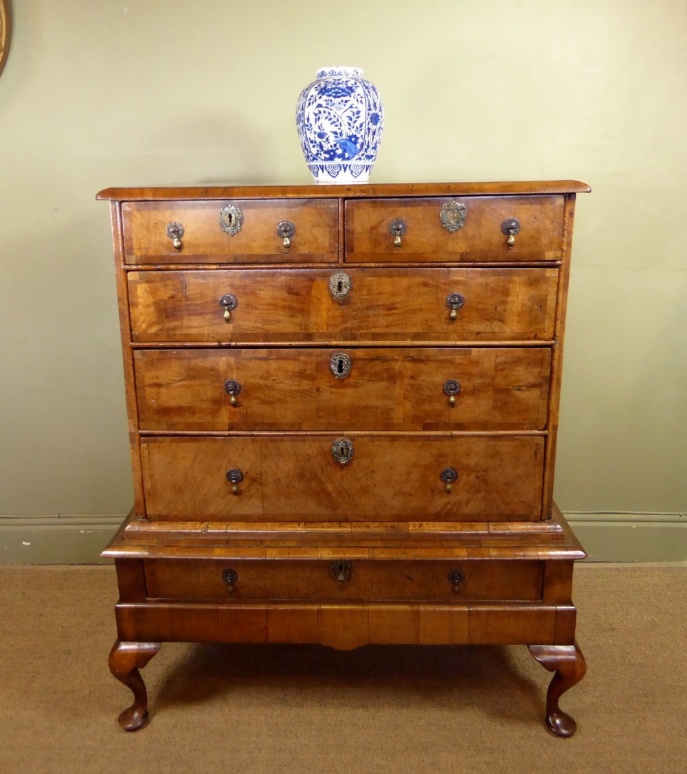 EARLY 18TH C WALNUT CHEST ON STAND