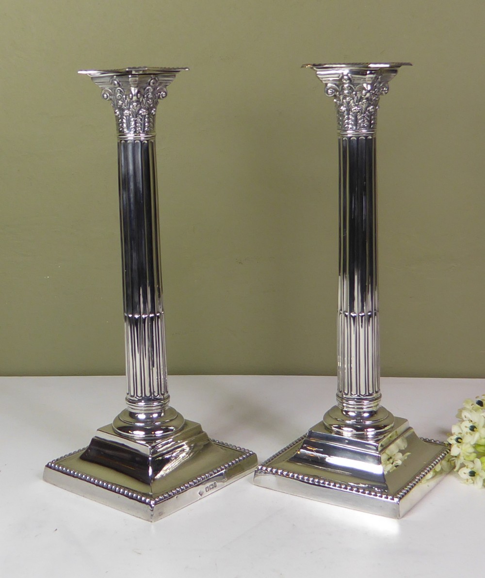 PAIR OF SILVER CANDLESTICKS 1900