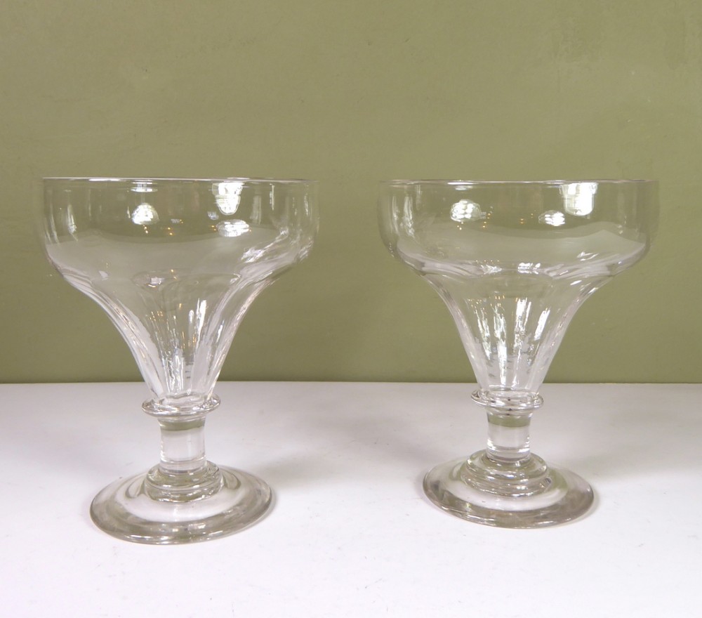 VERY LARGE PAIR OF 19TH C WINE GLASSES