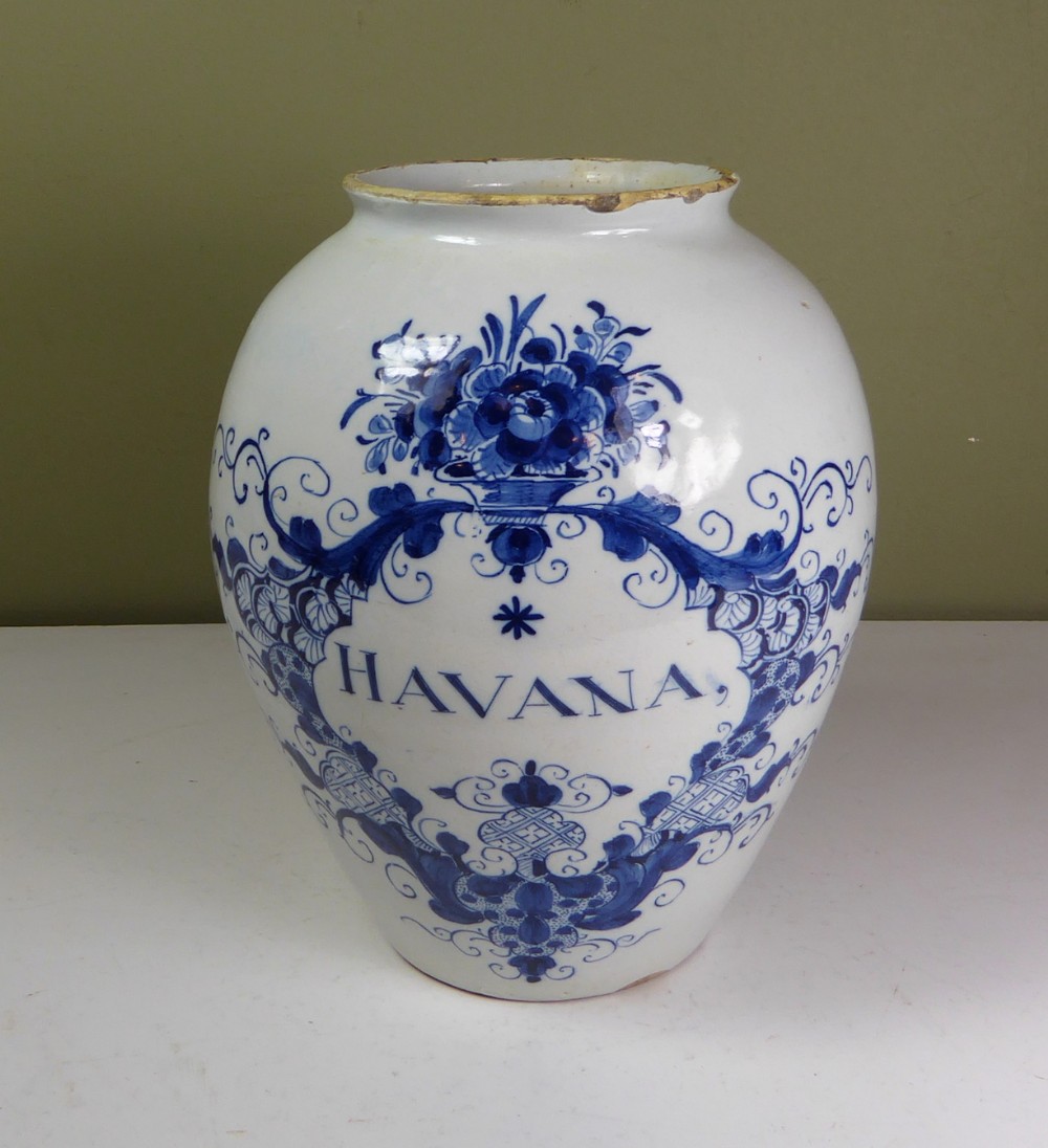 18TH C DEFT TOBACCO JAR