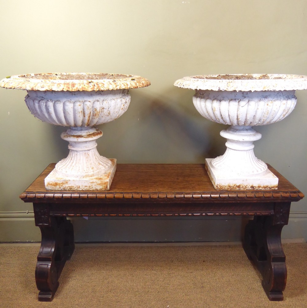 PAIR OF 19TH C  CAST IRON VASES
