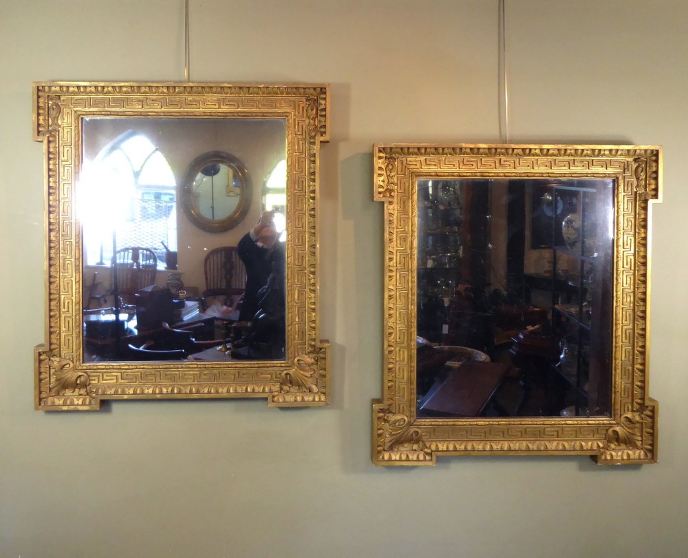 PAIR OF LARGE 19TH C GILT MIRRORS