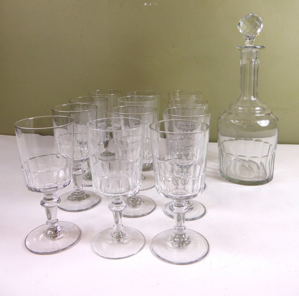 SET OF TWELVE GLASSES & DECANTER