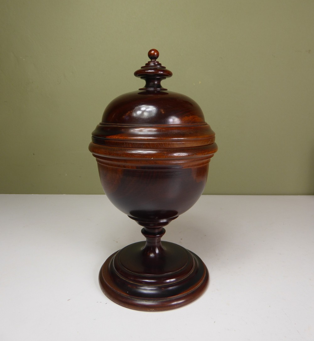 19TH C LIGNUM VITAE CUP & COVER