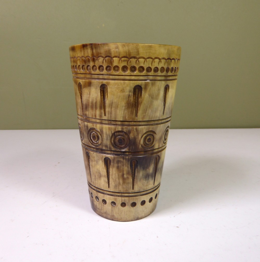 LARGE 19TH C HORN BEAKER