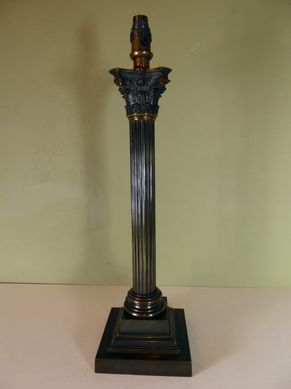 LARGE 18TH C BRASS LAMP