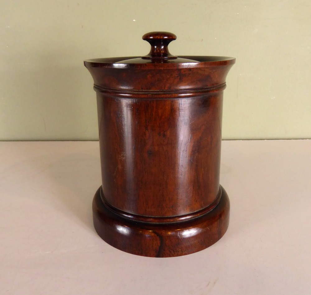 19TH C ROSEWOOD TOBACCO JAR