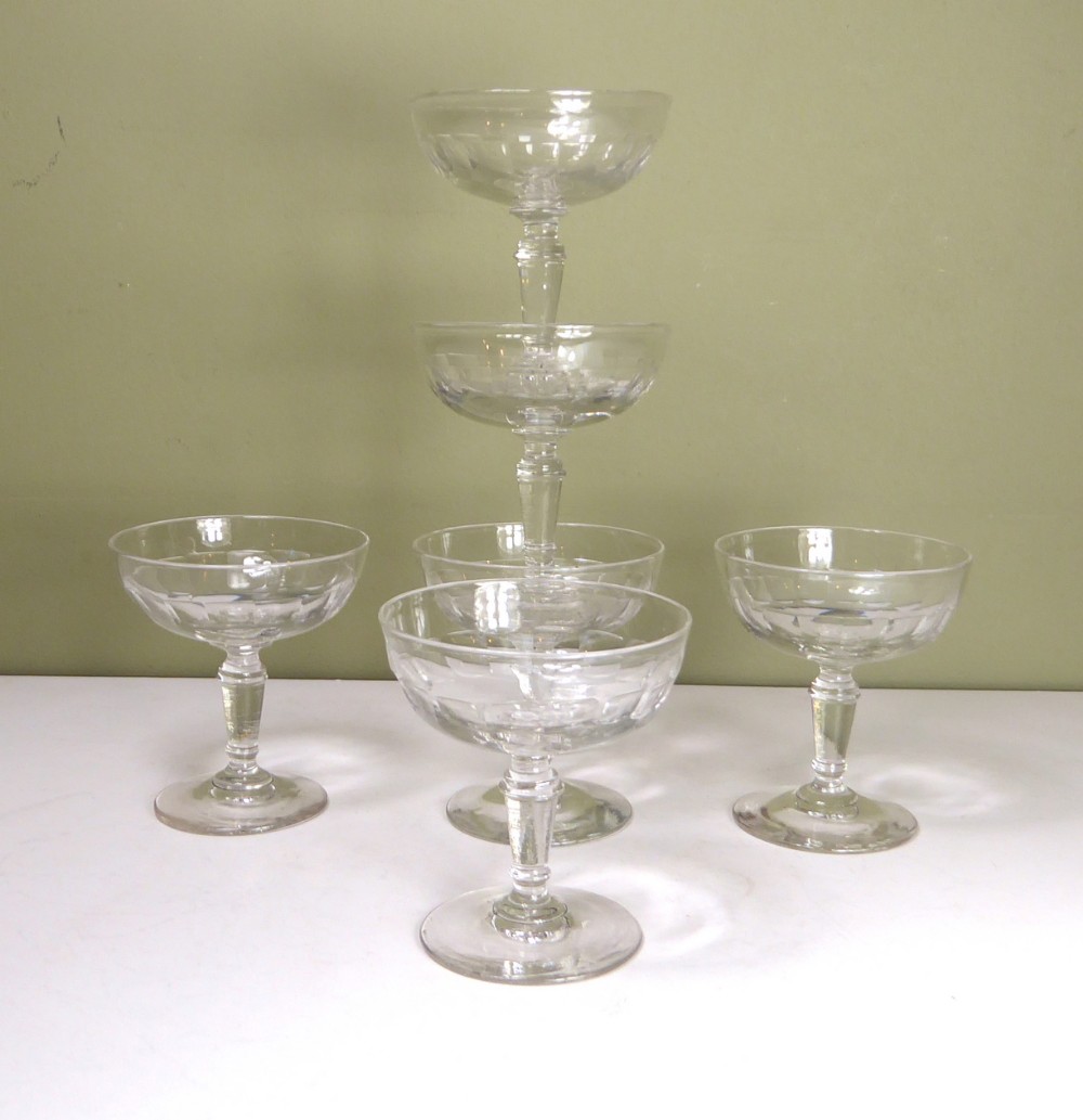 SET OF SIX 19TH C CHAMPAGNE GLASSES