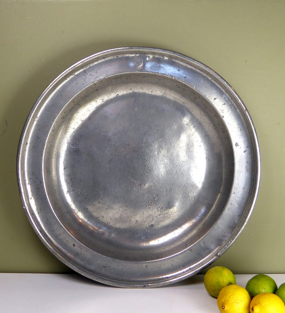 LARGE 18TH C PEWTER BOWL