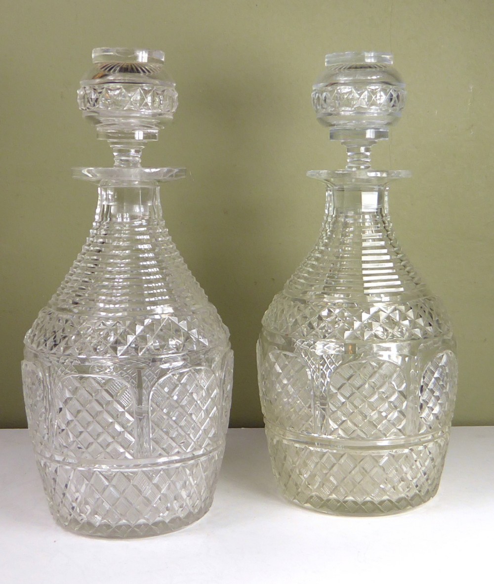 PAIR OF CUT GLASS MAGNUM DECANTERS
