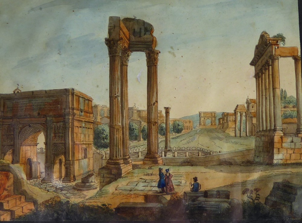 19TH C WATERCOLOUR OF THE FORMUM ROME