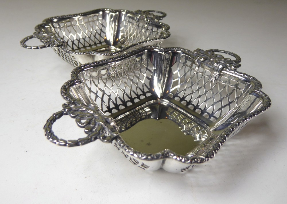 PAIR OF SILVER BASKETS, BON BON DISHES
