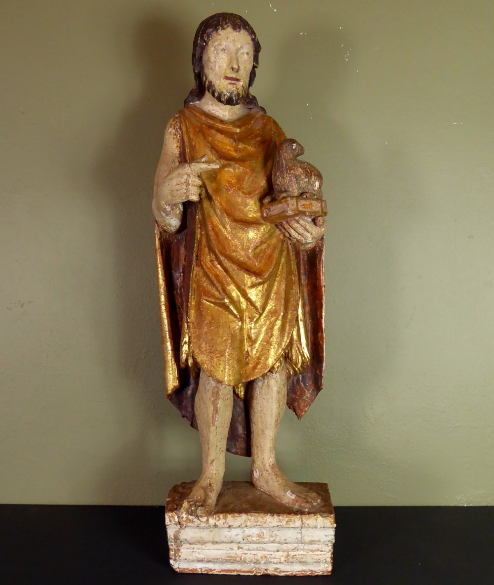 17TH C CARVED LIMEWOOD FIGURE OF ST JOHN