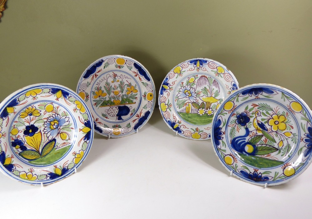 FOUR 18TH C DELFT PLATES