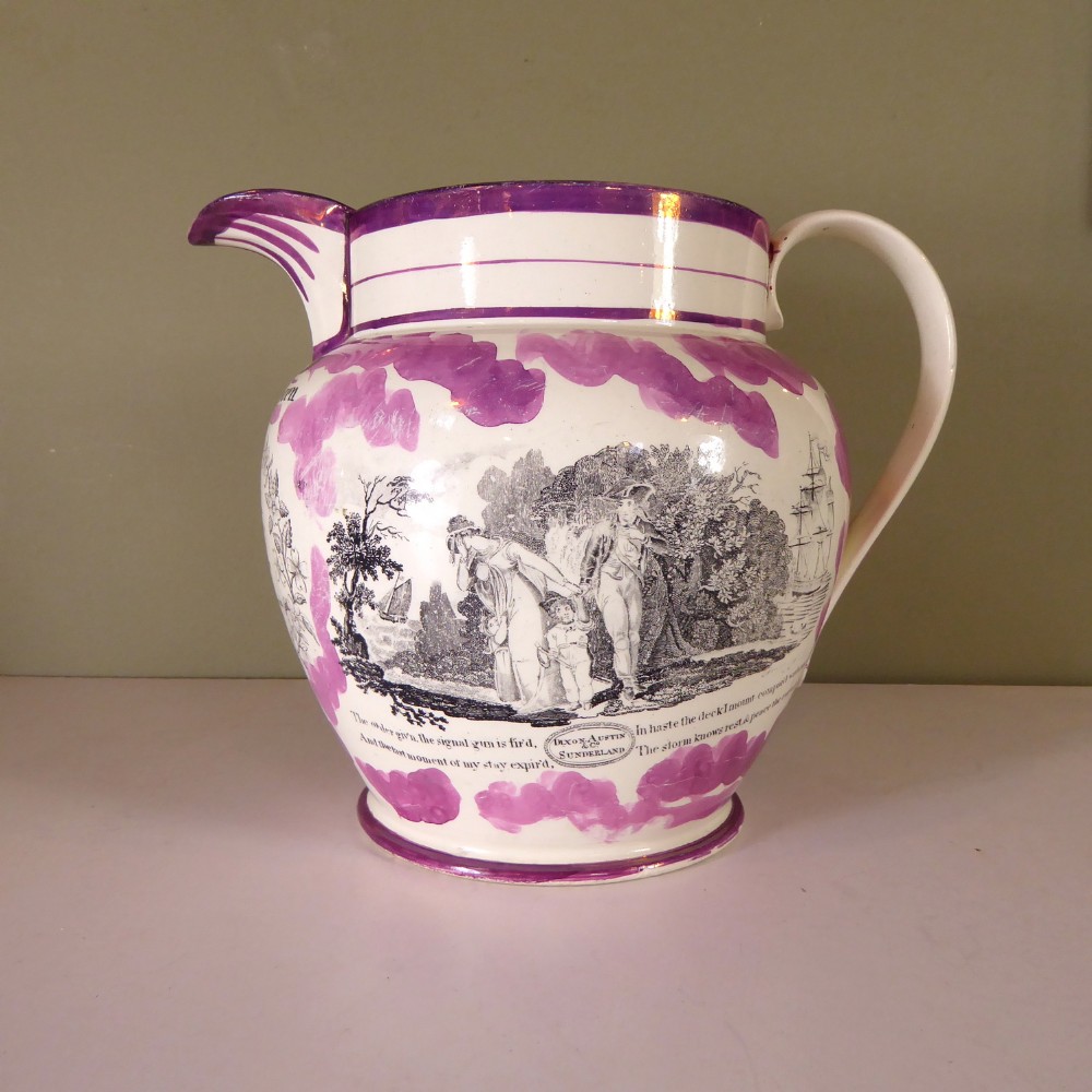 LARGE 19TH C SUNDERLAND LUSTRE JUG