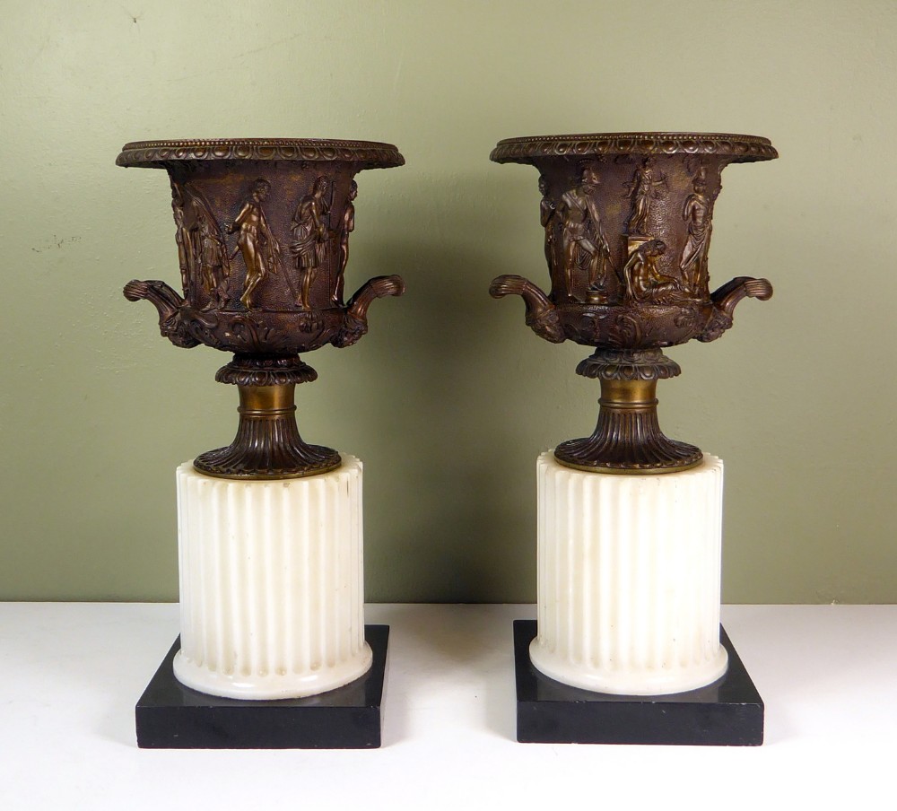 PAIR OF EARLY 19TH C CLASSICAL BRONZE VASES