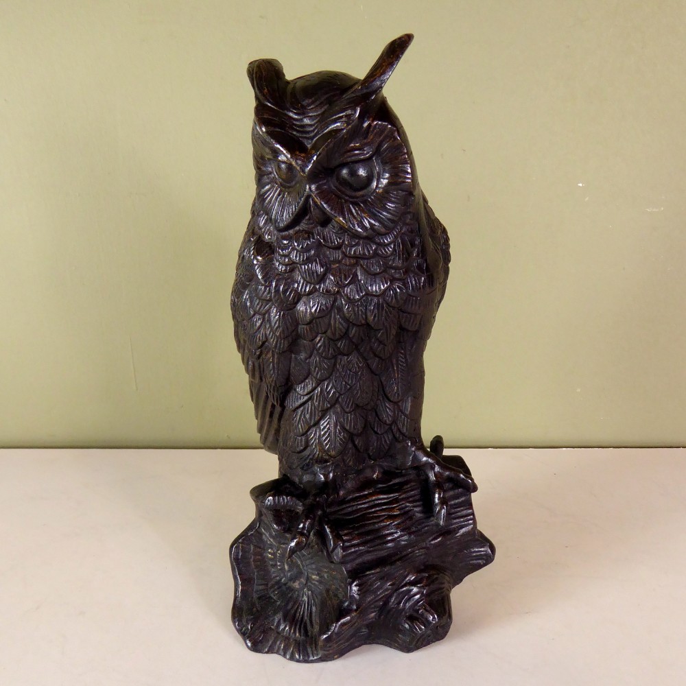 19TH C BRONZE OWL